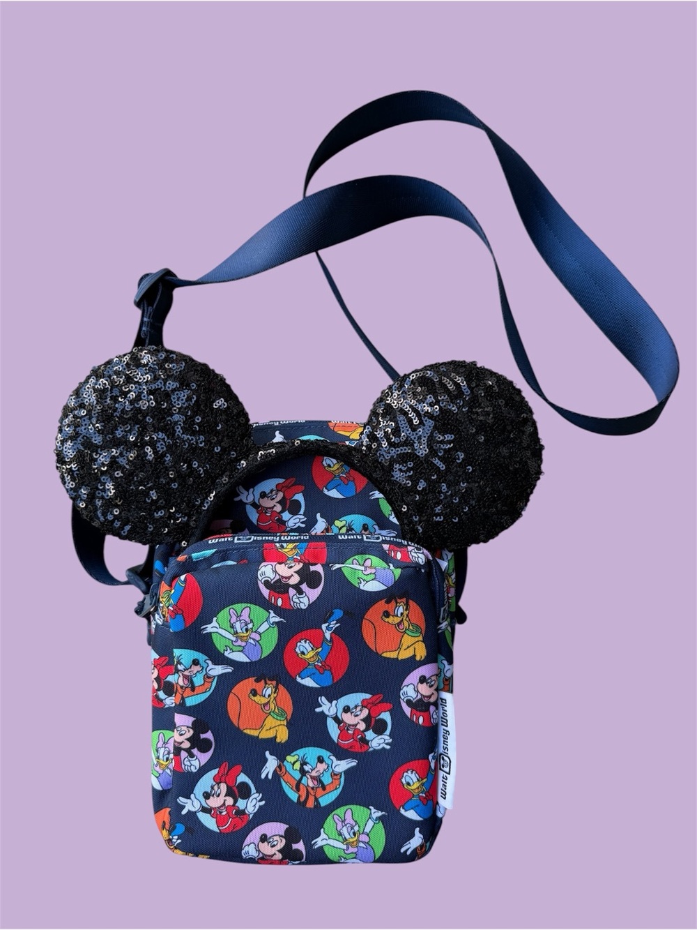2025 Disney Parks Mickey & Friends Crossbody Bag Ear Holder Blue WDW Park Bag